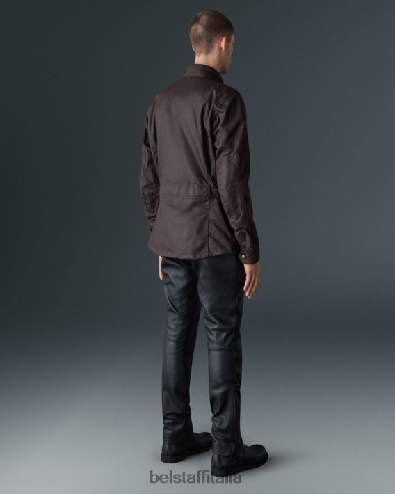 vestiario Belstaff giacca da moto Crosby mogano cotone cerato uomini H2DD6J424