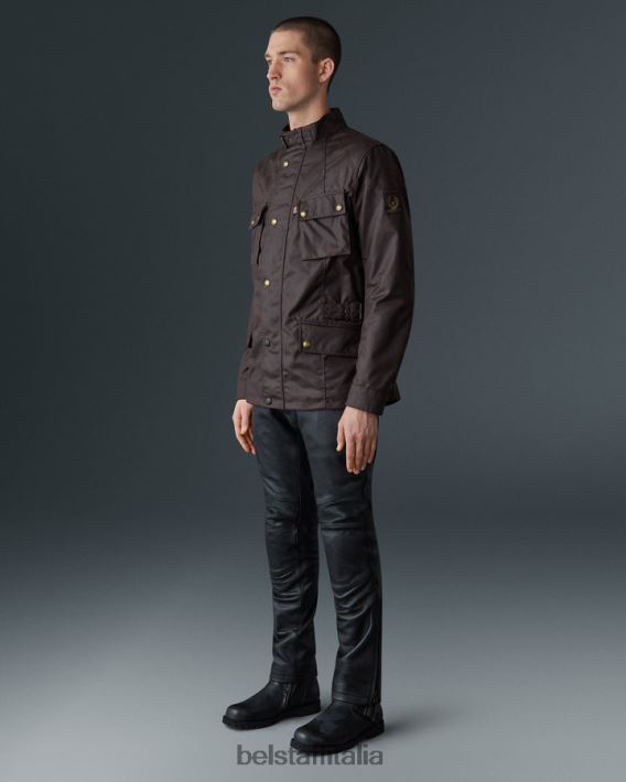 vestiario Belstaff giacca da moto Crosby mogano cotone cerato uomini H2DD6J424