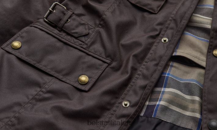 vestiario Belstaff giacca da moto Crosby mogano cotone cerato uomini H2DD6J424