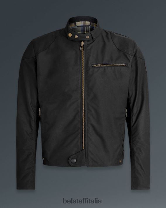 vestiario Belstaff giacca da moto ariel cotone cerato nero uomini H2DD6J426