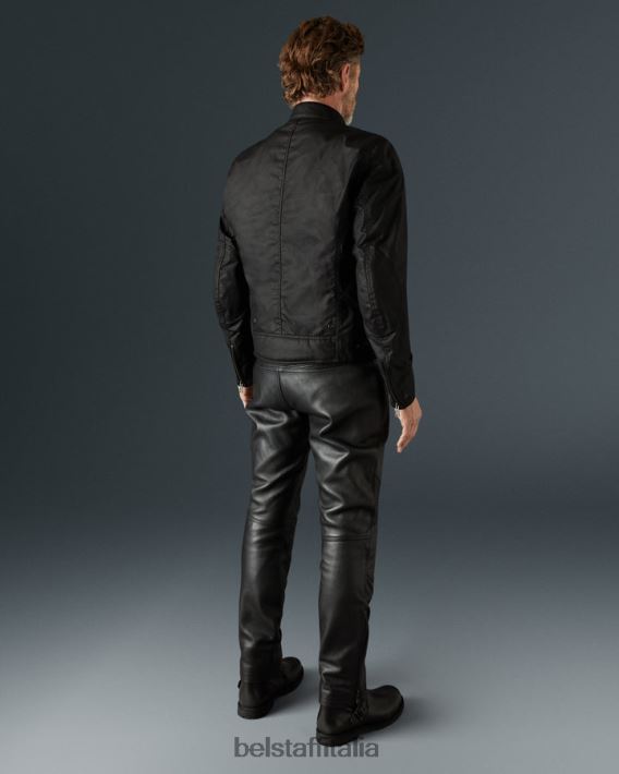 vestiario Belstaff giacca da moto ariel cotone cerato nero uomini H2DD6J426