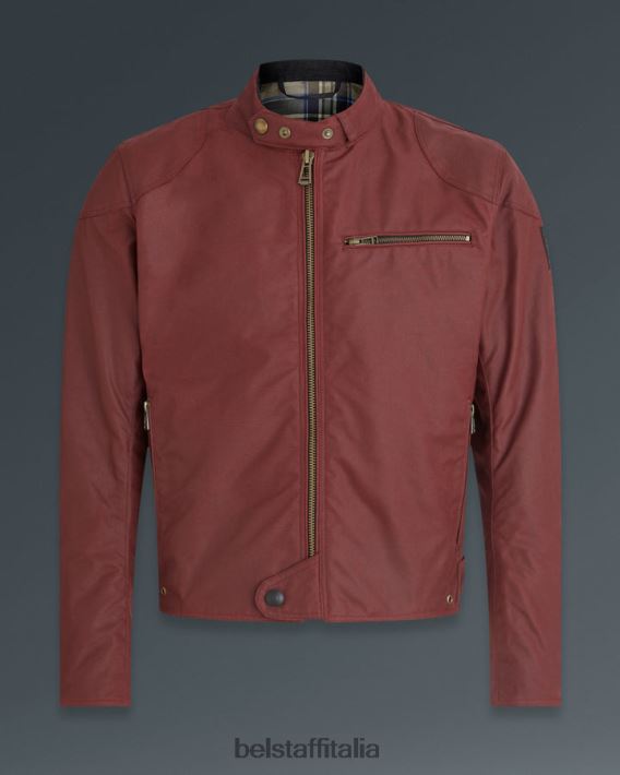 vestiario Belstaff giacca da moto ariel cotone cerato rosso racing uomini H2DD6J428