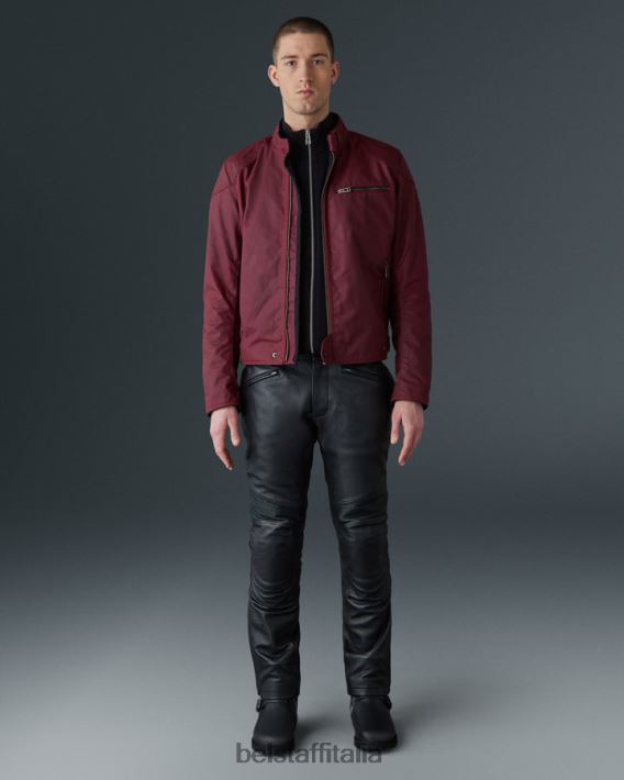 vestiario Belstaff giacca da moto ariel cotone cerato rosso racing uomini H2DD6J428