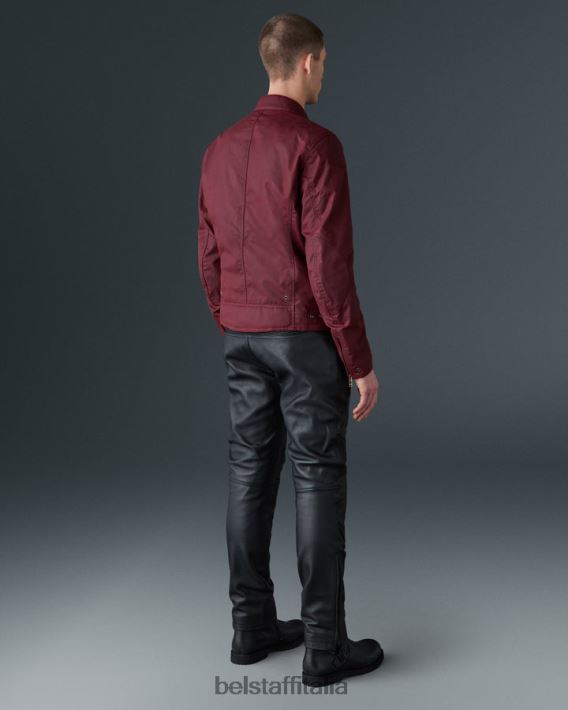 vestiario Belstaff giacca da moto ariel cotone cerato rosso racing uomini H2DD6J428
