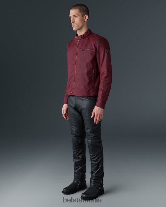 vestiario Belstaff giacca da moto ariel cotone cerato rosso racing uomini H2DD6J428