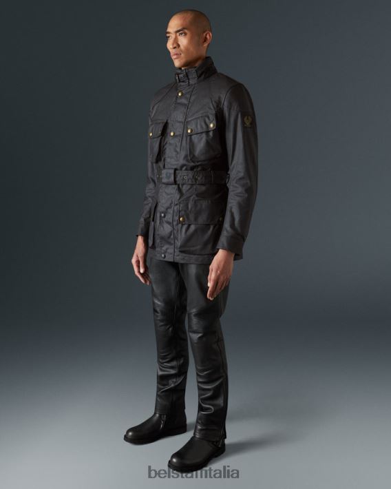 vestiario Belstaff giacca da moto trialmaster cotone cerato nero uomini H2DD6J421