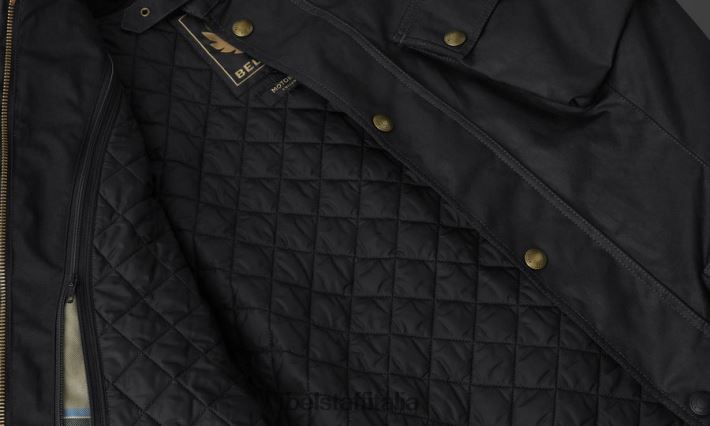 vestiario Belstaff giacca da moto trialmaster cotone cerato nero uomini H2DD6J421