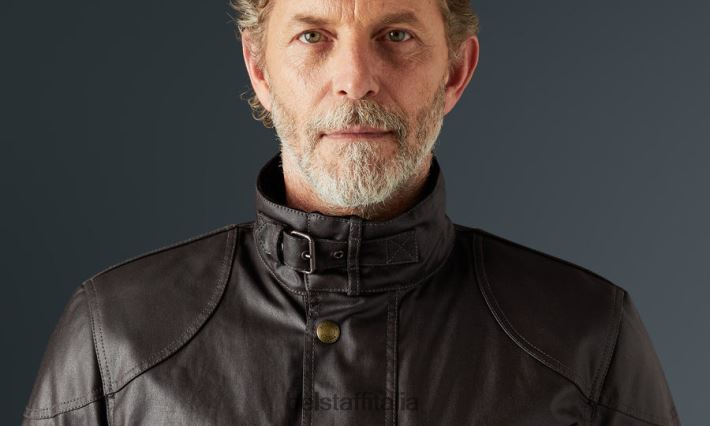 vestiario Belstaff giacca da moto trialmaster mogano cotone cerato uomini H2DD6J415