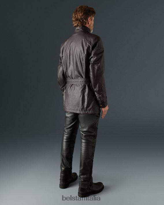 vestiario Belstaff giacca da moto trialmaster mogano cotone cerato uomini H2DD6J415