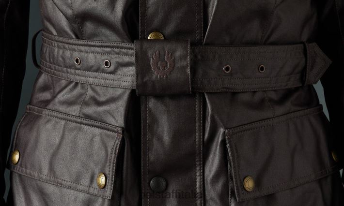 vestiario Belstaff giacca da moto trialmaster mogano cotone cerato uomini H2DD6J415