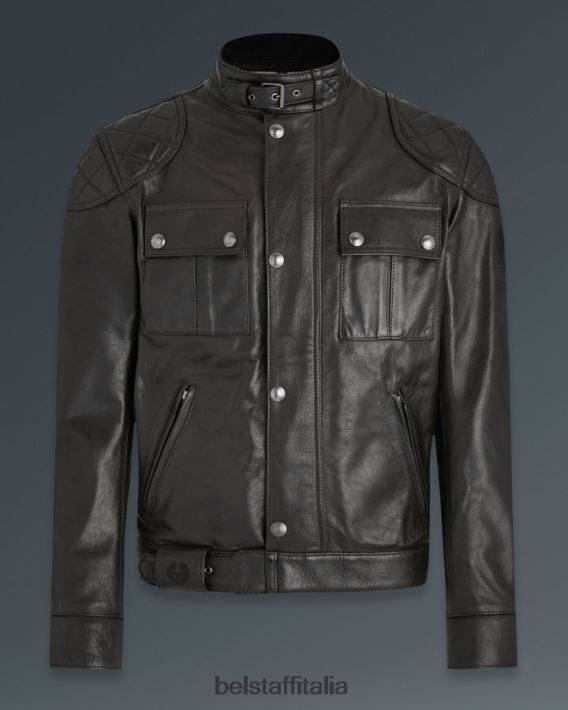 vestiario Belstaff Giacca da moto Brooklands pelle cerata a mano nero antico uomini H2DD6J431