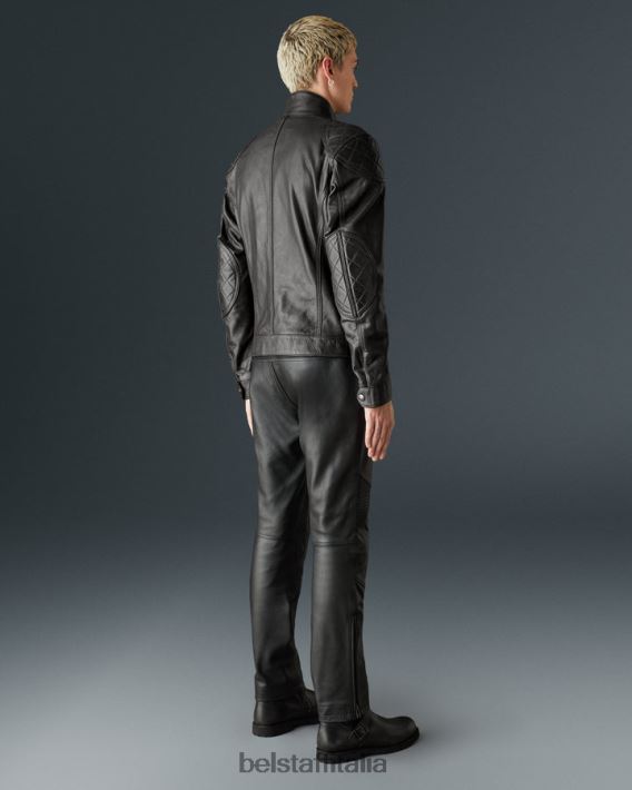 vestiario Belstaff Giacca da moto Brooklands pelle cerata a mano nero antico uomini H2DD6J431