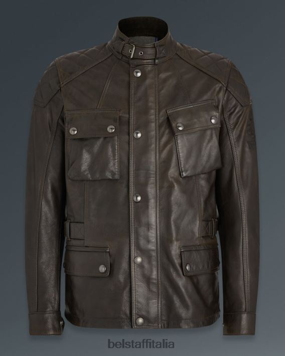 vestiario Belstaff giacca da moto Turner pelle cerata a mano marrone-nero uomini H2DD6J440