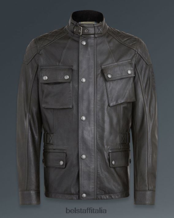 vestiario Belstaff giacca da moto Turner pelle cerata a mano nero antico uomini H2DD6J430