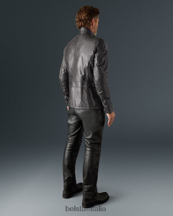 vestiario Belstaff giacca da moto Turner pelle cerata a mano nero antico uomini H2DD6J430