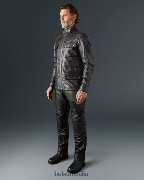 vestiario Belstaff giacca da moto Turner pelle cerata a mano nero antico uomini H2DD6J430