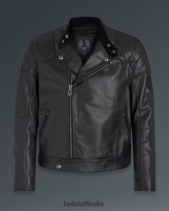 vestiario Belstaff giacca da moto edera pelle di toro nera uomini H2DD6J432