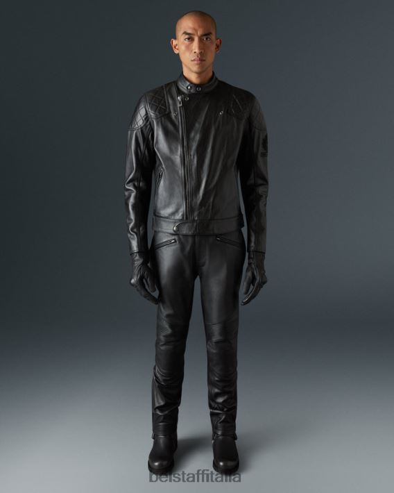 vestiario Belstaff giacca da moto edera pelle di toro nera uomini H2DD6J432