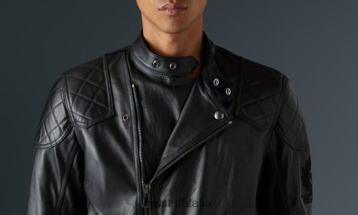 vestiario Belstaff giacca da moto edera pelle di toro nera uomini H2DD6J432