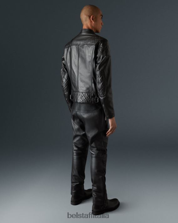 vestiario Belstaff giacca da moto edera pelle di toro nera uomini H2DD6J432