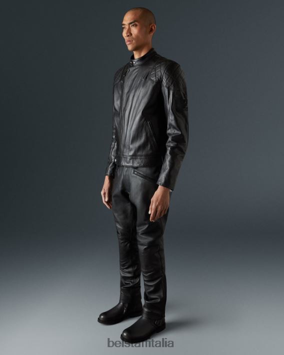 vestiario Belstaff giacca da moto edera pelle di toro nera uomini H2DD6J432