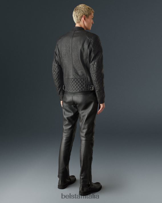 vestiario Belstaff giacca da moto ghepardo pelle di vitello nera uomini H2DD6J434