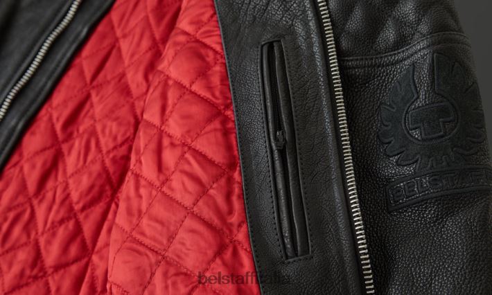 vestiario Belstaff giacca da moto ghepardo pelle di vitello nera uomini H2DD6J434