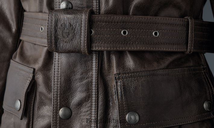 vestiario Belstaff giacca da moto trialmaster pelle cerata a mano marrone-nero uomini H2DD6J433