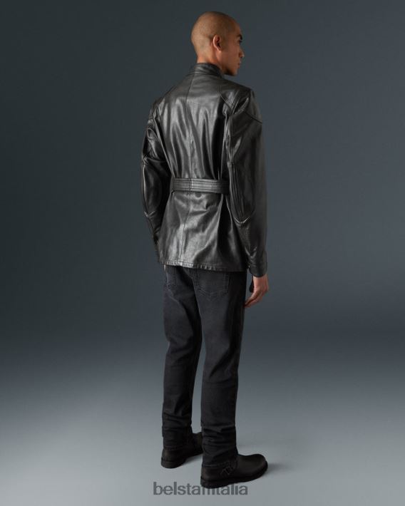 vestiario Belstaff giacca da moto trialmaster pelle cerata a mano nero antico uomini H2DD6J435