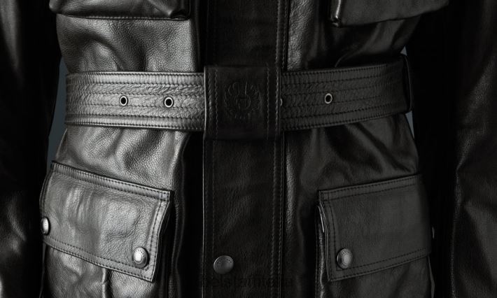 vestiario Belstaff giacca da moto trialmaster pelle cerata a mano nero antico uomini H2DD6J435