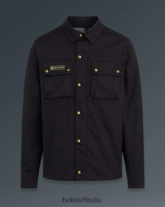 vestiario Belstaff camicia da motociclista del palazzo misto cotone nero uomini H2DD6J447