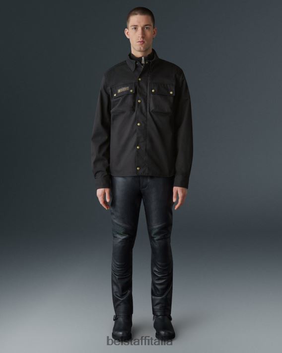 vestiario Belstaff camicia da palazzo tela di cotone nera uomini H2DD6J446