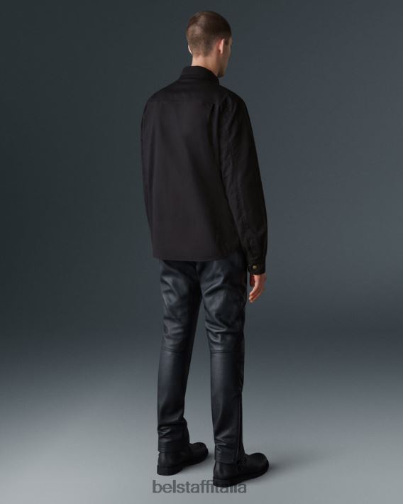 vestiario Belstaff camicia da palazzo tela di cotone nera uomini H2DD6J446