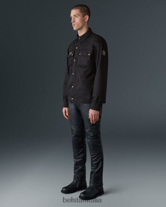 vestiario Belstaff camicia da palazzo tela di cotone nera uomini H2DD6J446