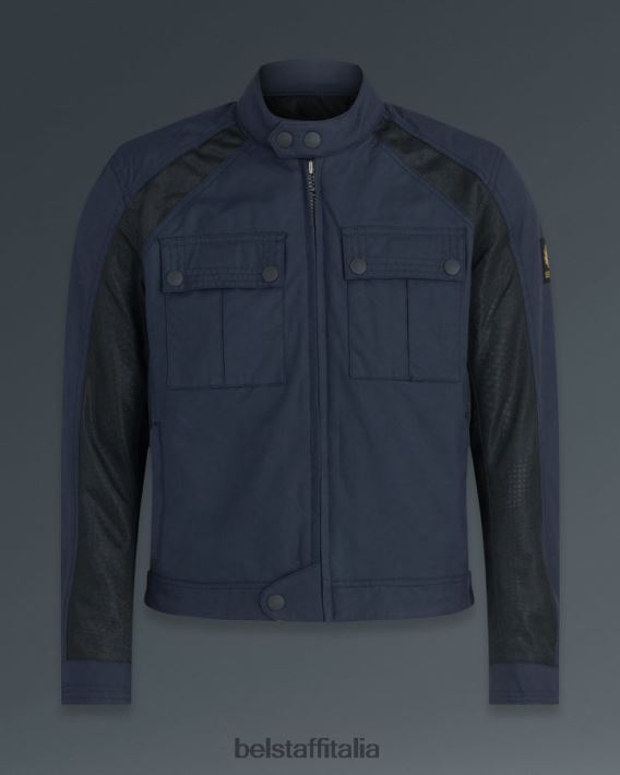 vestiario Belstaff giacca da motociclista del tempio nylon tecnico blu scuro uomini H2DD6J444