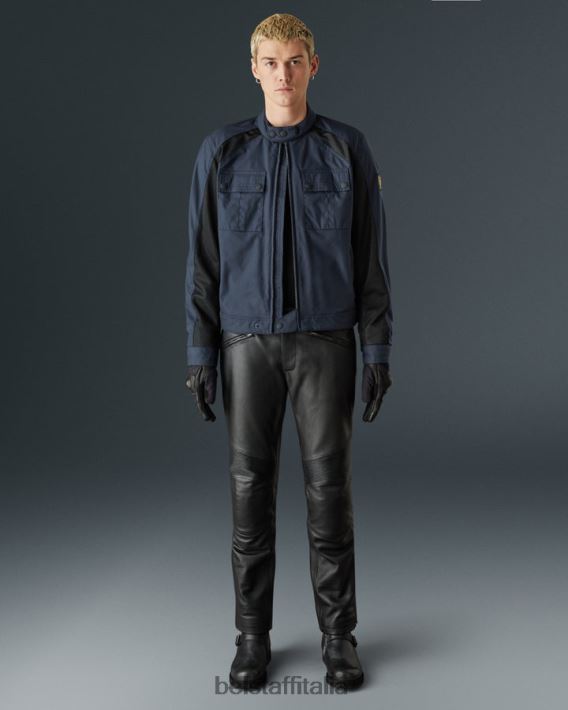 vestiario Belstaff giacca da motociclista del tempio nylon tecnico blu scuro uomini H2DD6J444