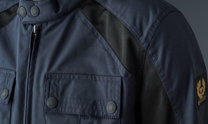 vestiario Belstaff giacca da motociclista del tempio nylon tecnico blu scuro uomini H2DD6J444