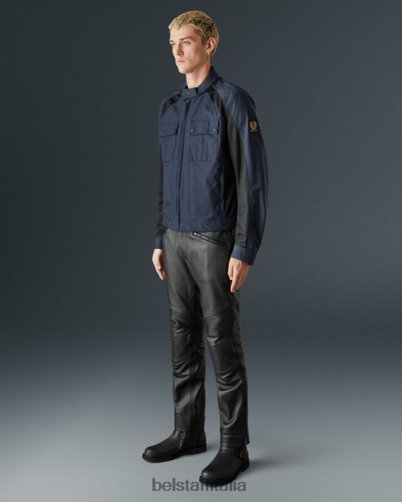 vestiario Belstaff giacca da motociclista del tempio nylon tecnico blu scuro uomini H2DD6J444