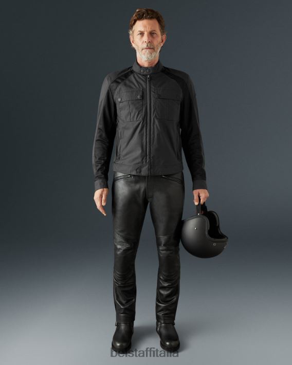 vestiario Belstaff giacca da motociclista del tempio nylon tecnico verde militare uomini H2DD6J445