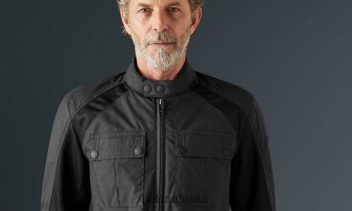 vestiario Belstaff giacca da motociclista del tempio nylon tecnico verde militare uomini H2DD6J445