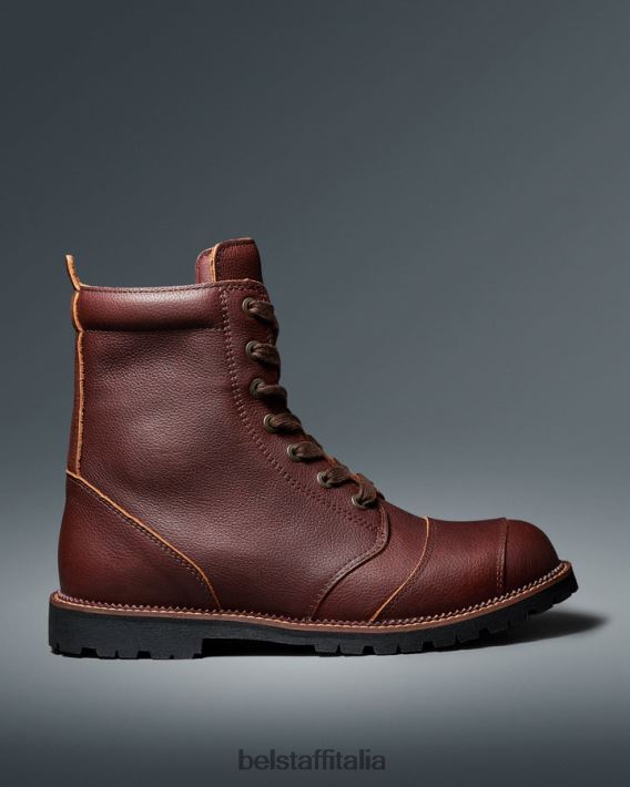 scarpa Belstaff risolvere gli stivali da moto pelle bottalata marrone uomini H2DD6J455