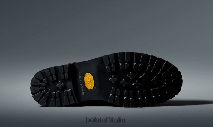 scarpa Belstaff risolvere gli stivali da moto pelle bottalata marrone uomini H2DD6J455