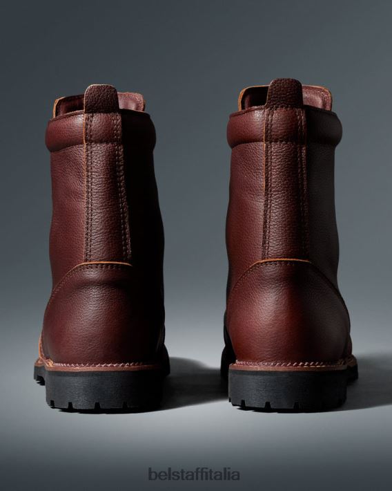 scarpa Belstaff risolvere gli stivali da moto pelle bottalata marrone uomini H2DD6J455