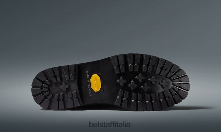 scarpa Belstaff risolvere gli stivali da moto pelle bottalata nera uomini H2DD6J456