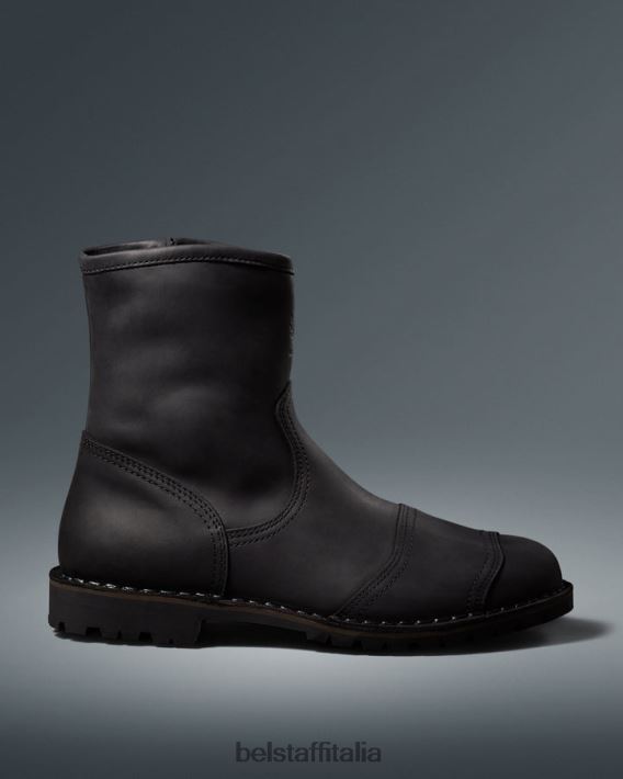 scarpa Belstaff stivali da moto di durata pelle fiore nera uomini H2DD6J458