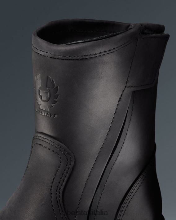 scarpa Belstaff stivali da moto di durata pelle fiore nera uomini H2DD6J458