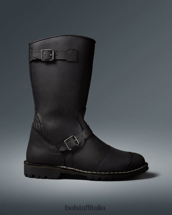 scarpa Belstaff stivali da moto endurance pelle fiore nera uomini H2DD6J457