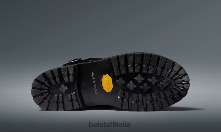 scarpa Belstaff stivali da moto endurance pelle fiore nera uomini H2DD6J457