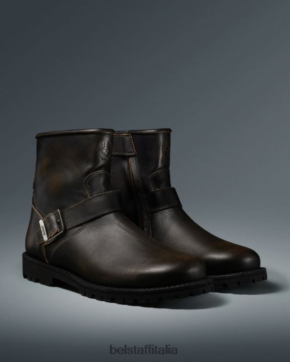 scarpa Belstaff stivali da moto trialmaster pelle spazzolata marrone uomini H2DD6J452