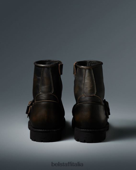 scarpa Belstaff stivali da moto trialmaster pelle spazzolata marrone uomini H2DD6J452